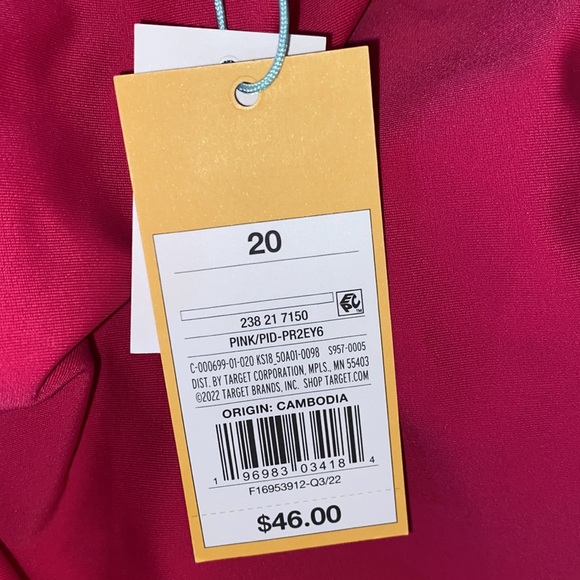 NWT Kona Sol Fuchsia One Piece Bathing Suit size 20 one shoulder ruffle - Picture 6 of 12